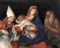 Lotto, Lorenzo - Madonna and Child with St Flavian and St Onophrius